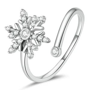 Pandora Style Beautiful Snowflakes Open Ring - BSR214 (image for) Pandora Style Beautiful Snowflakes Open Ring - BSR214
