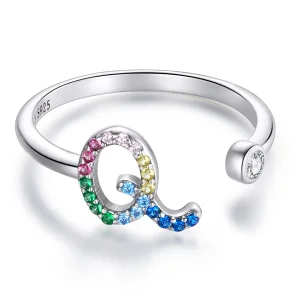 (image for) Pandora Style Colorful Letter-Q Open Ring - SCR723-Q