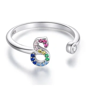 (image for) Pandora Style Colorful Letter-S Open Ring - SCR723-S