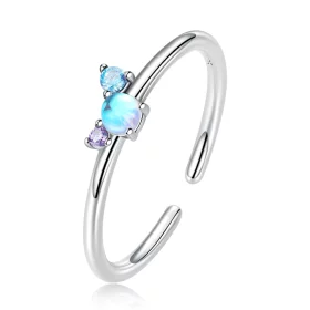 Pandora Style Colorful Moonstone Open Ring - SCR824 Pandora Style Colorful Moonstone Open Ring - SCR824