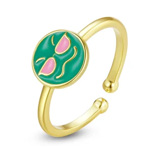 Pandora Style Emoji - Cool Open Ring - SCR737-A (image for) Pandora Style Emoji - Cool Open Ring - SCR737-A