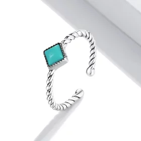 Pandora Style Geometric Turquoise Open Ring - SCR753 Pandora Style Geometric Turquoise Open Ring - SCR753