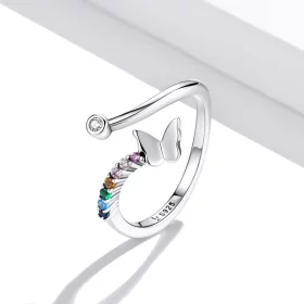 Pandora Style Rainbow Butterfly Open Ring - SCR730 Pandora Style Rainbow Butterfly Open Ring - SCR730
