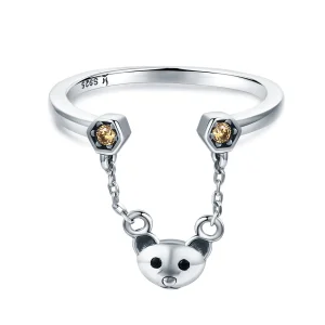 Pandora Style Silver Bear Story Ring - SCR307 (image for) Pandora Style Silver Bear Story Ring - SCR307