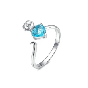Pandora Style Silver Blue Kitty Ring - SCR533 (image for) Pandora Style Silver Blue Kitty Ring - SCR533