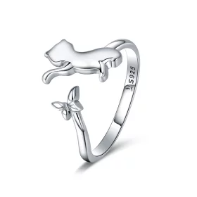 Pandora Style Silver Cat Companionship Ring - SCR443 Pandora Style Silver Cat Companionship Ring - SCR443