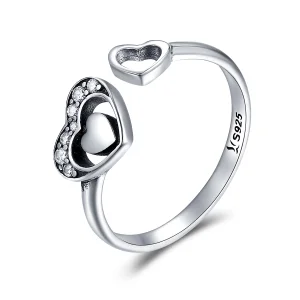 Pandora Style Silver Concomitant Two Hearts Ring - SCR168 (image for) Pandora Style Silver Concomitant Two Hearts Ring - SCR168