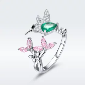 Pandora Style Silver Gift of Hummingbird Open Ring - BSR016 Pandora Style Silver Gift of Hummingbird Open Ring - BSR016