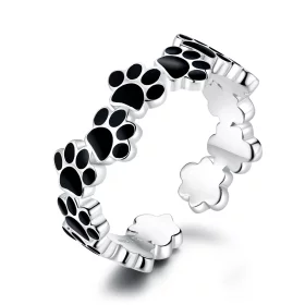 Pandora Style Silver Lovely Paw Print Open Ring - SCR603 Pandora Style Silver Lovely Paw Print Open Ring - SCR603
