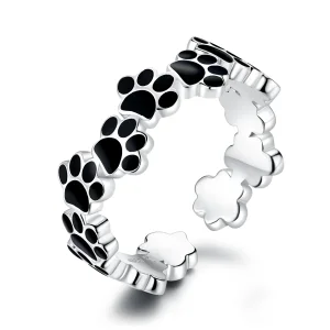 Pandora Style Silver Lovely Paw Print Open Ring - SCR603 (image for) Pandora Style Silver Lovely Paw Print Open Ring - SCR603