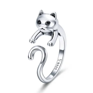 Pandora Style Silver Naughty Cat Open Ring - SCR409 (image for) Pandora Style Silver Naughty Cat Open Ring - SCR409