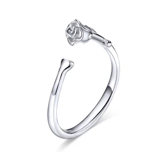 Pandora Style Silver Rose Flower Open Ring - BSR065 (image for) Pandora Style Silver Rose Flower Open Ring - BSR065