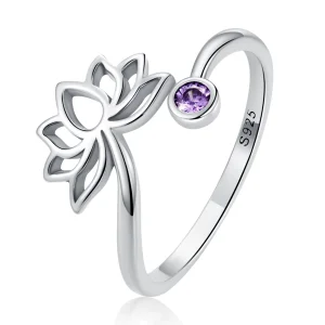 Pandora Style Simple Lotus Open Ring - SCR821 (image for) Pandora Style Simple Lotus Open Ring - SCR821