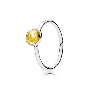 PANDORA November Droplet with Citrine Ring - 191012CI (image for) PANDORA November Droplet with Citrine Ring - 191012CI
