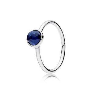PANDORA September Droplet with Synthetic Sapphire Ring - 191012SSA (image for) PANDORA September Droplet with Synthetic Sapphire Ring - 191012SSA