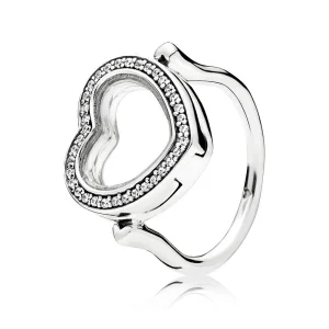 Sparkling PANDORA Floating Heart Locket Ring - 197252CZ (image for) Sparkling PANDORA Floating Heart Locket Ring - 197252CZ