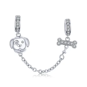 Pandora Style Adorable Puppy Safety Chain - SCC1434 (image for) Pandora Style Adorable Puppy Safety Chain - SCC1434
