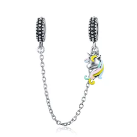 Pandora Style Silver Colorful Pony Safety Chain - SCC1571 Pandora Style Silver Colorful Pony Safety Chain - SCC1571