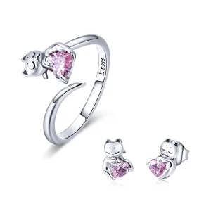 Pandora Style Cute Cat Jewelry Set - SET002 (image for) Pandora Style Cute Cat Jewelry Set - SET002