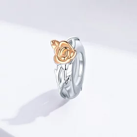Pandora Style Two Tone Bicolor Lover Rose Flowers Spacer Charm - BSC146 Pandora Style Two Tone Bicolor Lover Rose Flowers Spacer Charm - BSC146