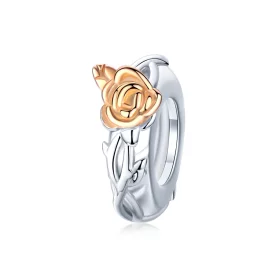 Pandora Style Two Tone Bicolor Lover Rose Flowers Spacer Charm - BSC146 Pandora Style Two Tone Bicolor Lover Rose Flowers Spacer Charm - BSC146