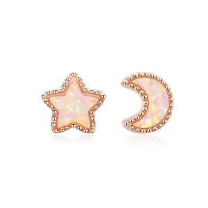 Pandora Style Asymmetric Moon Stud Earrings - SCE691 (image for) Pandora Style Asymmetric Moon Stud Earrings - SCE691