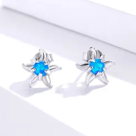 Pandora Style Blue Starfish Stud Earrings - SCE886 Pandora Style Blue Starfish Stud Earrings - SCE886