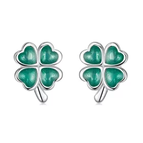 Pandora Style Four Leaf Clover Stud Earrings - SCE1346 Pandora Style Four Leaf Clover Stud Earrings - SCE1346