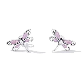 Pandora Style Girl Pink Dragonfly Stud Earrings - SCE1414 Pandora Style Girl Pink Dragonfly Stud Earrings - SCE1414
