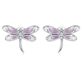 Pandora Style Girl Pink Dragonfly Stud Earrings - SCE1414 Pandora Style Girl Pink Dragonfly Stud Earrings - SCE1414