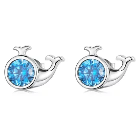 Pandora Style Mini Whale Stud Earrings - SCE1366 Pandora Style Mini Whale Stud Earrings - SCE1366