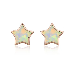 Pandora Style Opal Pentagram Stud Earrings - SCE674 (image for) Pandora Style Opal Pentagram Stud Earrings - SCE674
