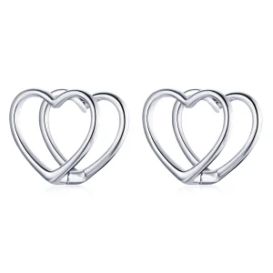 Pandora Style Simple - Double Heart Stud Earrings - BSE501 (image for) Pandora Style Simple - Double Heart Stud Earrings - BSE501