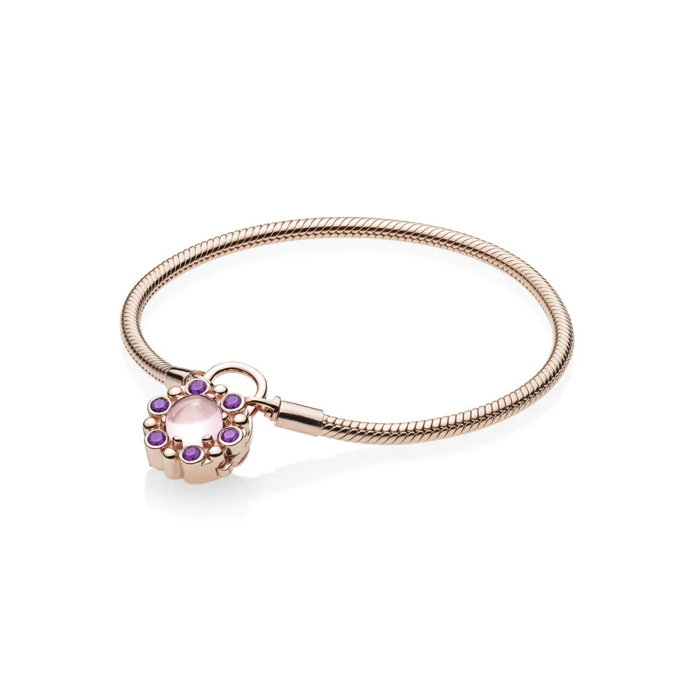 Heraldic Radiance Padlock Bracelet, PANDORA Rose™ & Pink & Purple Crystals - 587635NPM