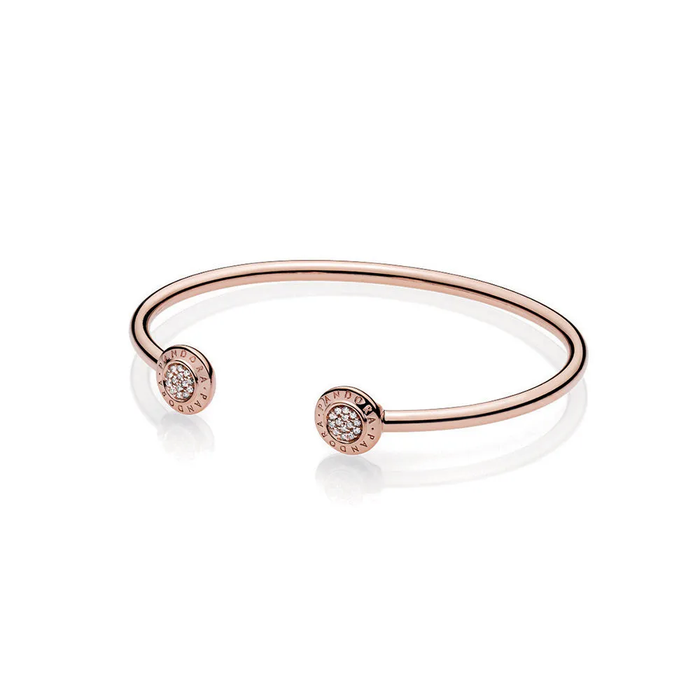 PANDORA Signature Open Bangle Bracelet, PANDORA Rose™ - 580528CZ