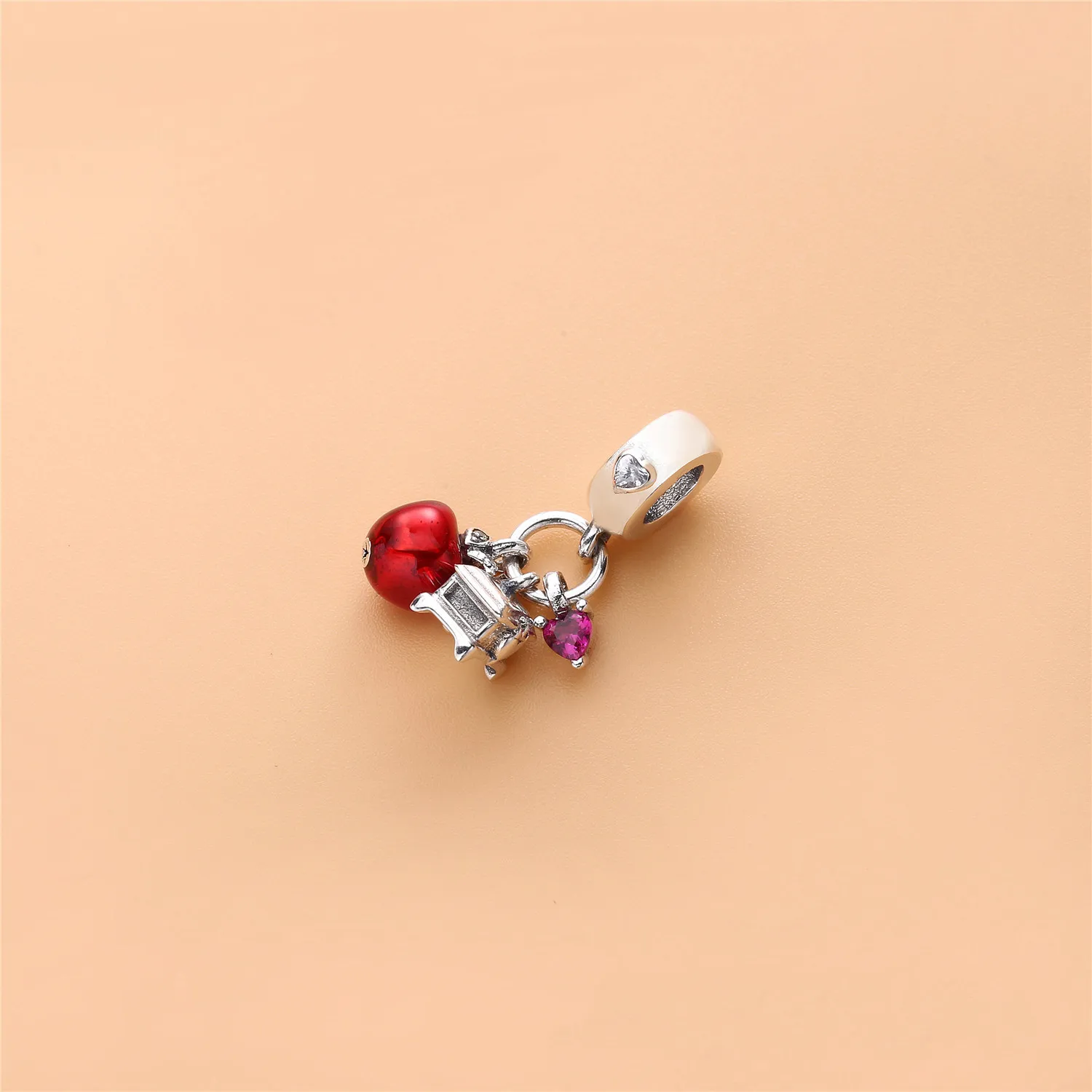 PANDORA Disney, Snow White's Apple & Heart Dangle Charm, Red & Green CZ & Red Enamel - 797486CZRMX