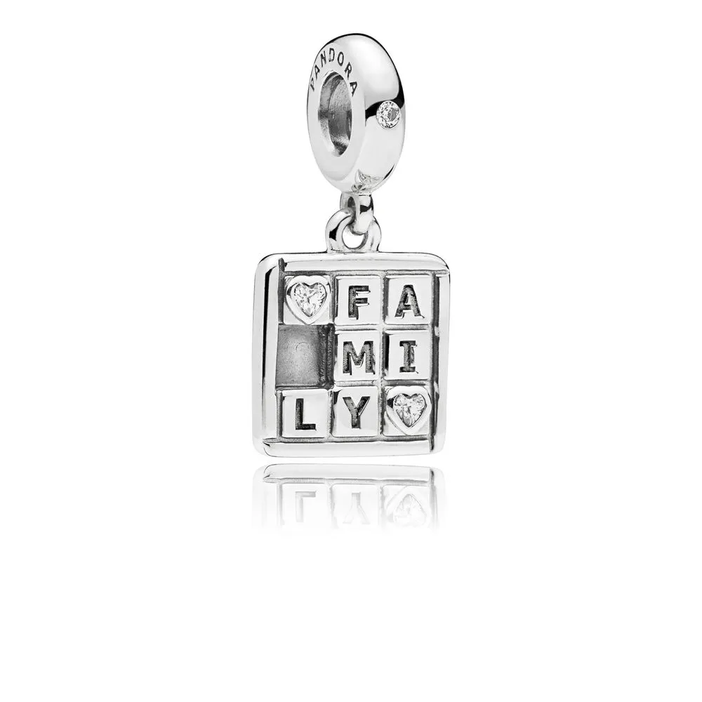 pandora family game night dangle charm clear cz 797626cz