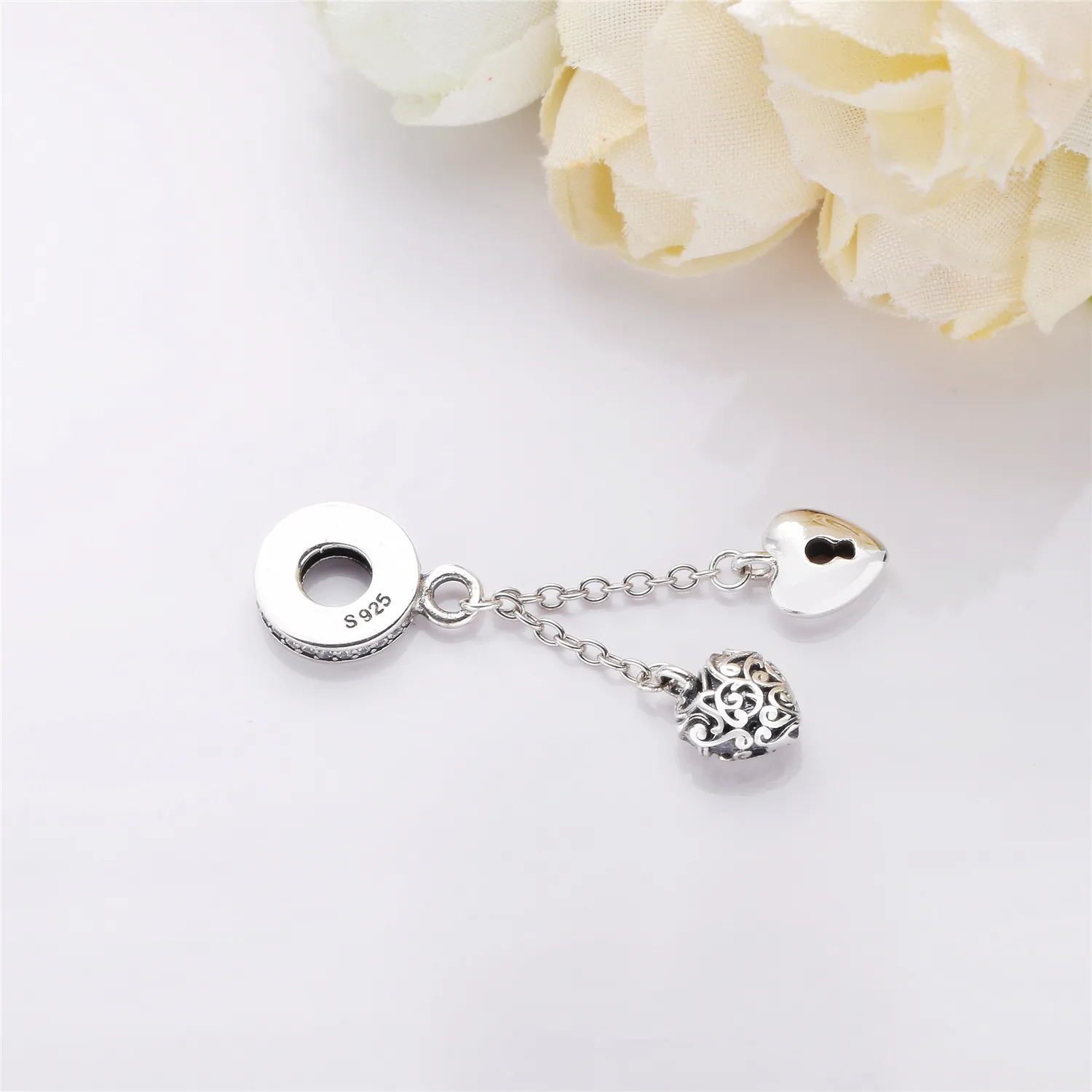 PANDORA Lock & Heart Dangle Charm, Clear CZ - 797642CZ