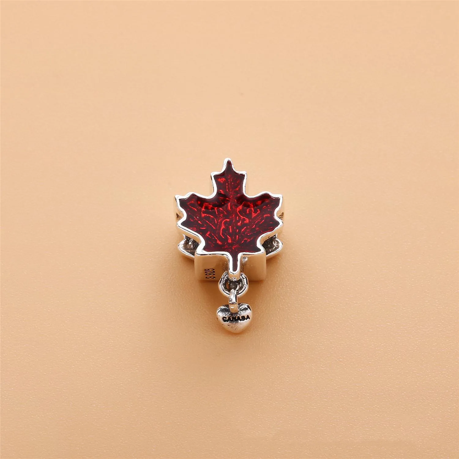 PANDORA Maple leaf silver charm with red enamel - 797207EN07