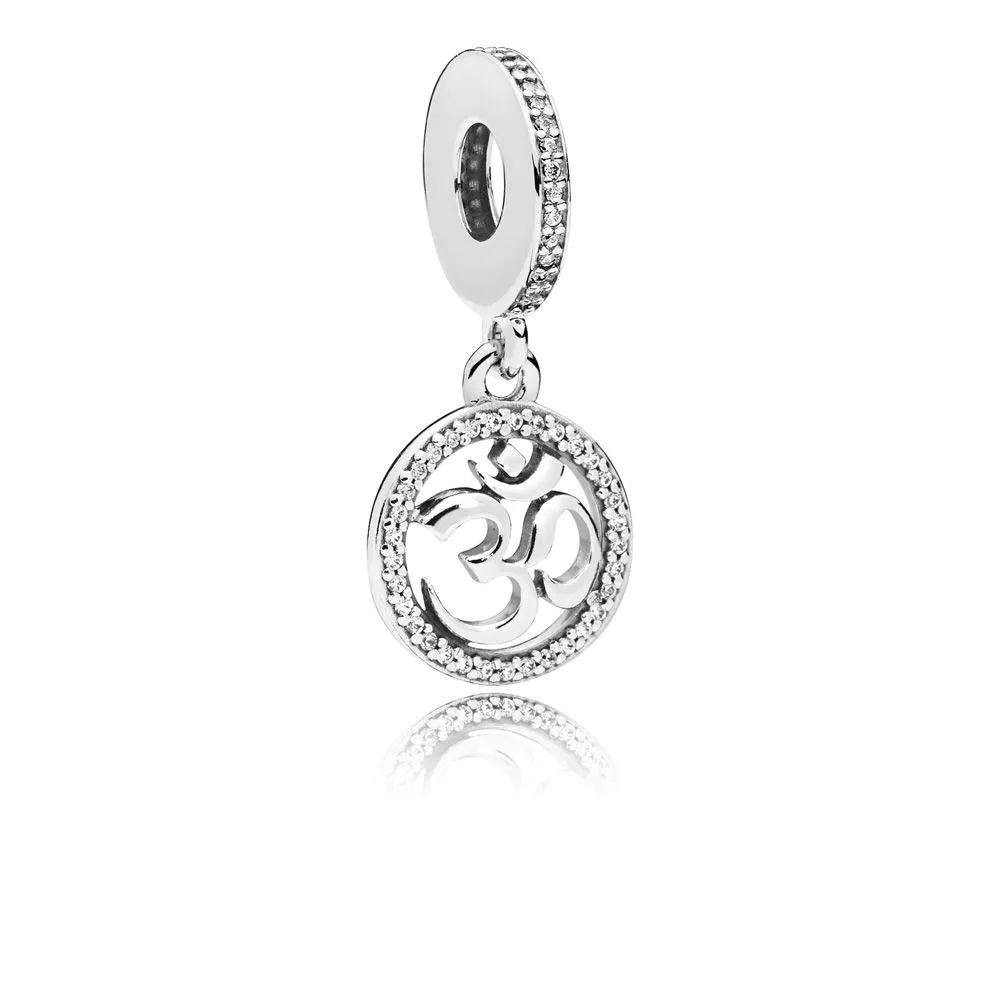 pandora om symbol dangle charm clear cz 797584cz