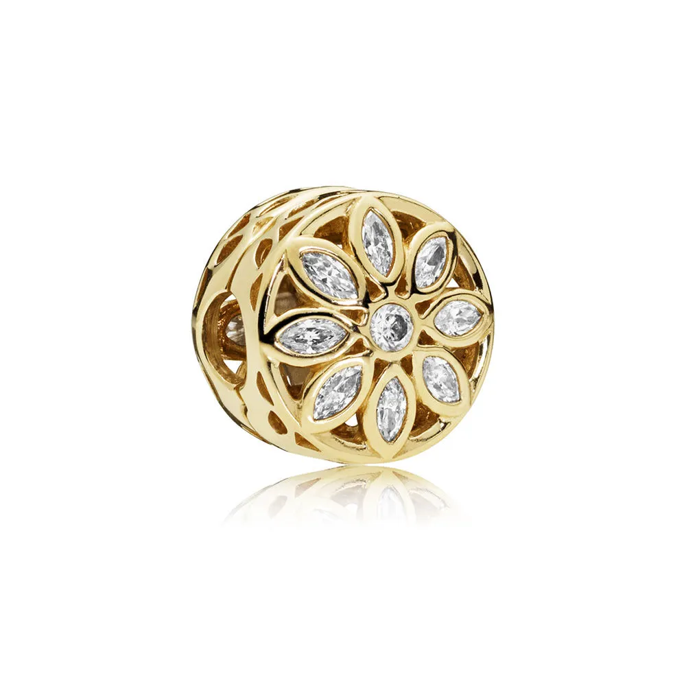 pandora opulent flower charm 14k gold clear cz 757639cz