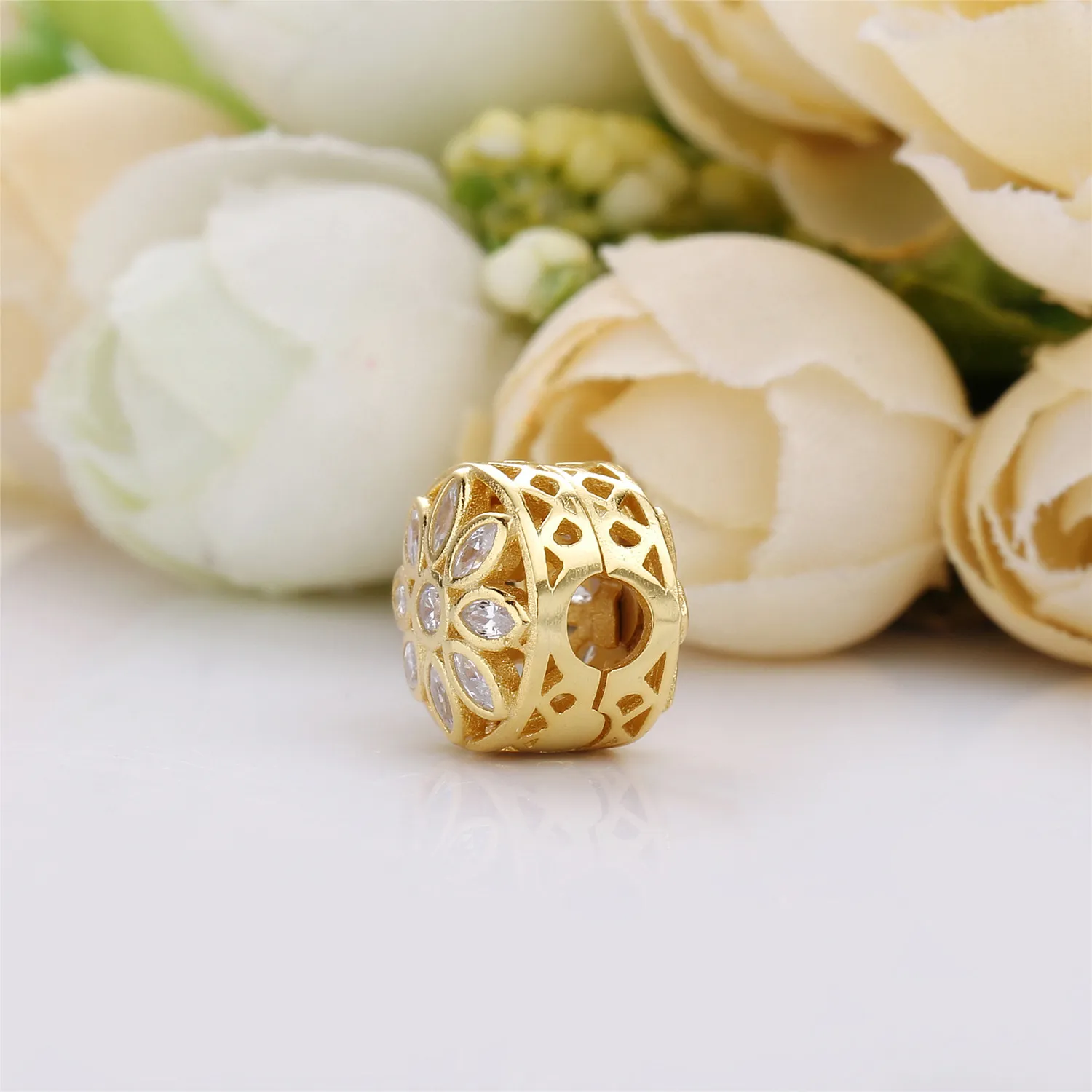 PANDORA Opulent Flower Charm, 14K Gold & Clear CZ - 757639CZ