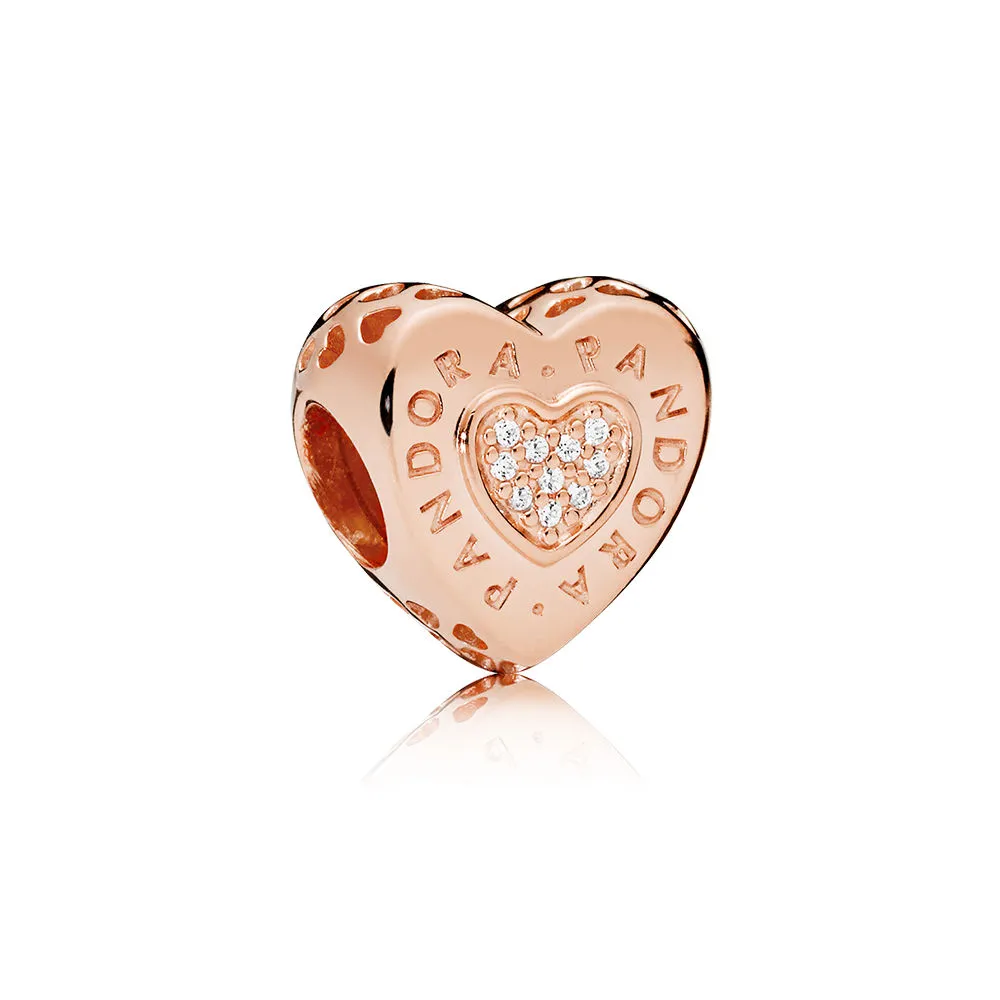 pandora signature heart charm pandora rose clear cz 787375cz