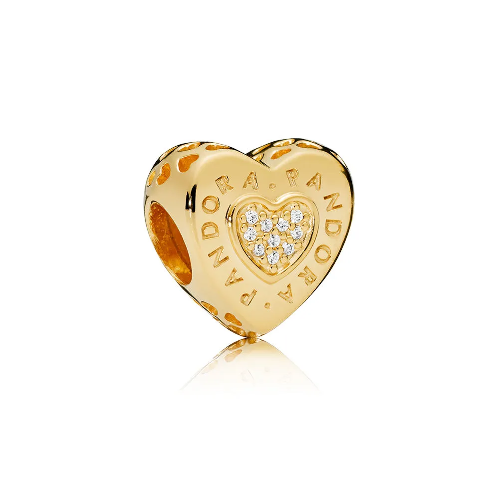 PANDORA Signature Heart Charm, PANDORA Shine™ & Clear CZ - 767375CZ