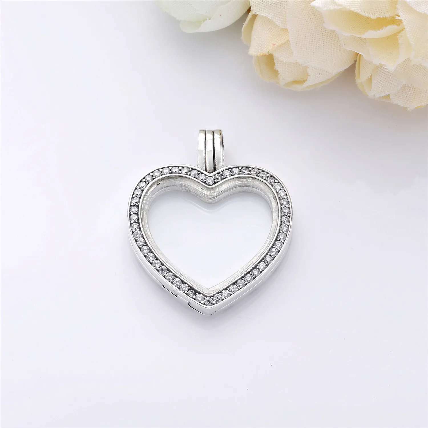 Sparkling PANDORA Heart Floating Locket Pendant Charm - 797248CZ