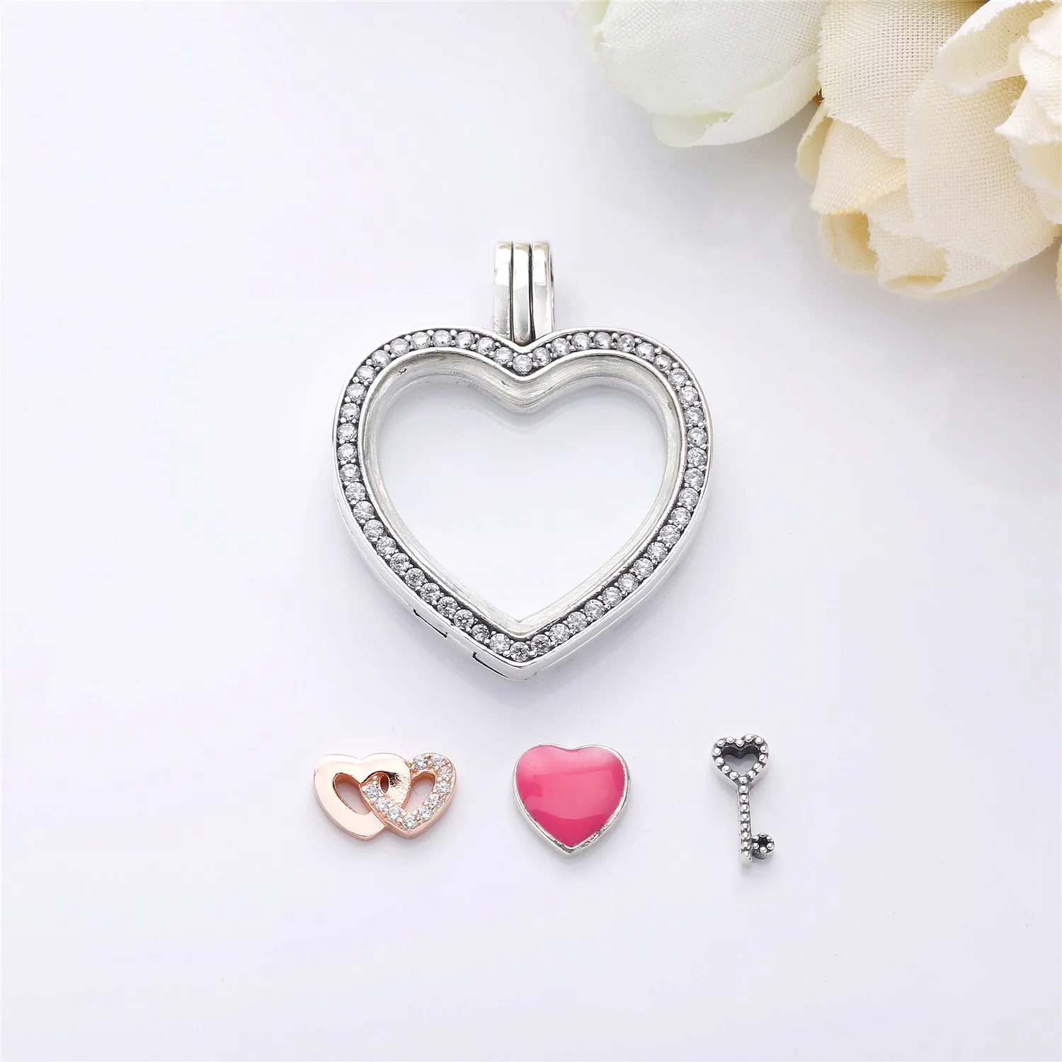 Sparkling PANDORA Heart Floating Locket Pendant Charm - 797248CZ