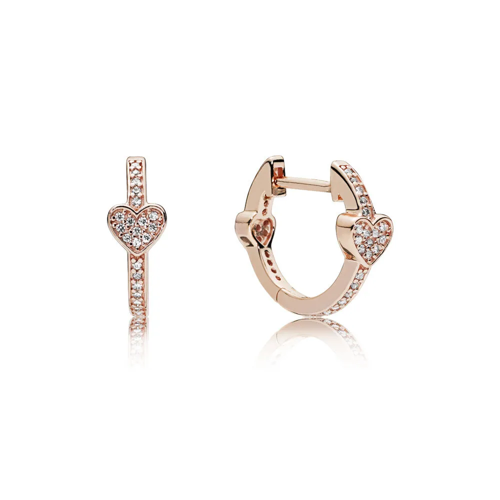 alluring hearts hoop earrings pandora rose clear cz 287290cz