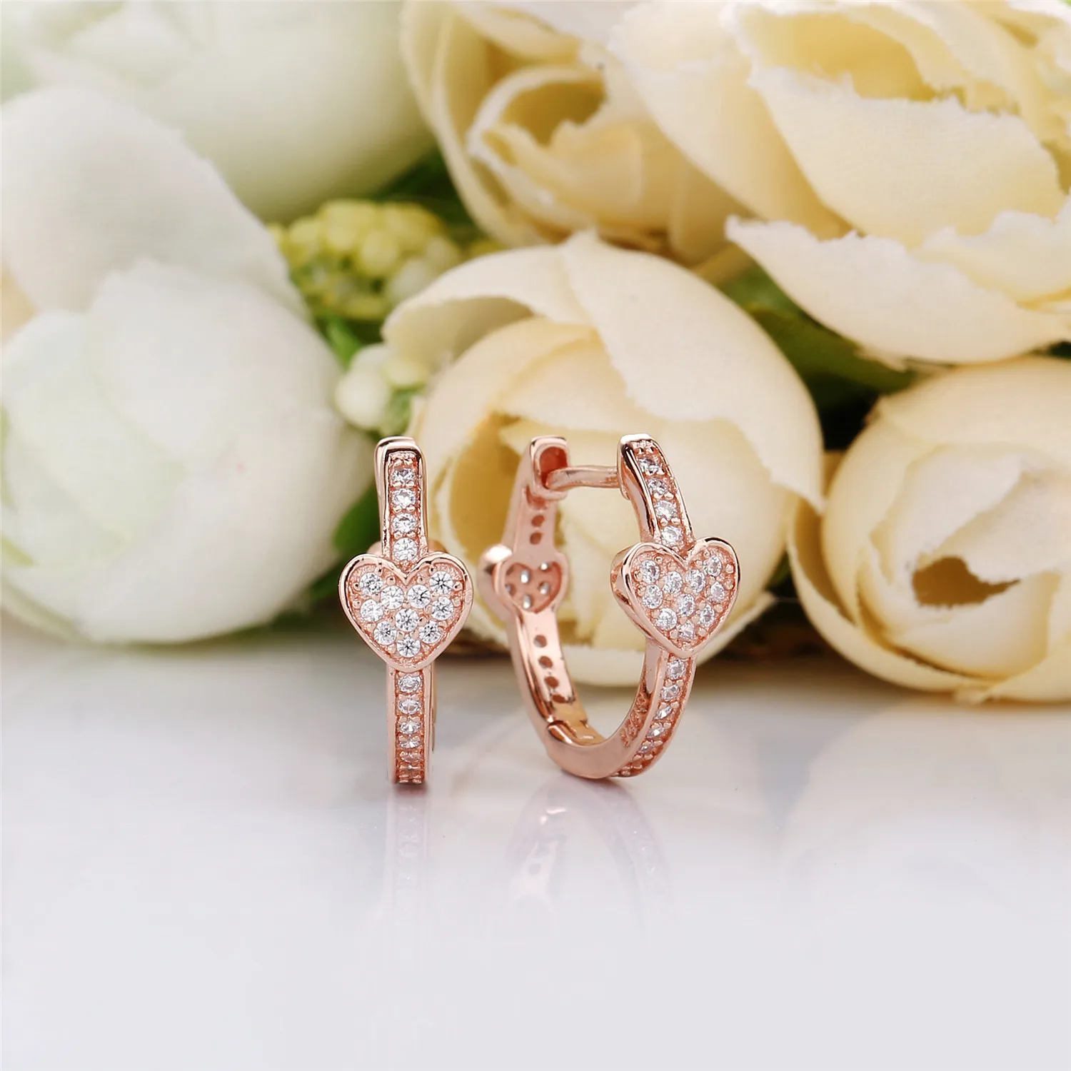 Alluring Hearts Hoop Earrings, PANDORA Rose™ & Clear CZ - 287290CZ