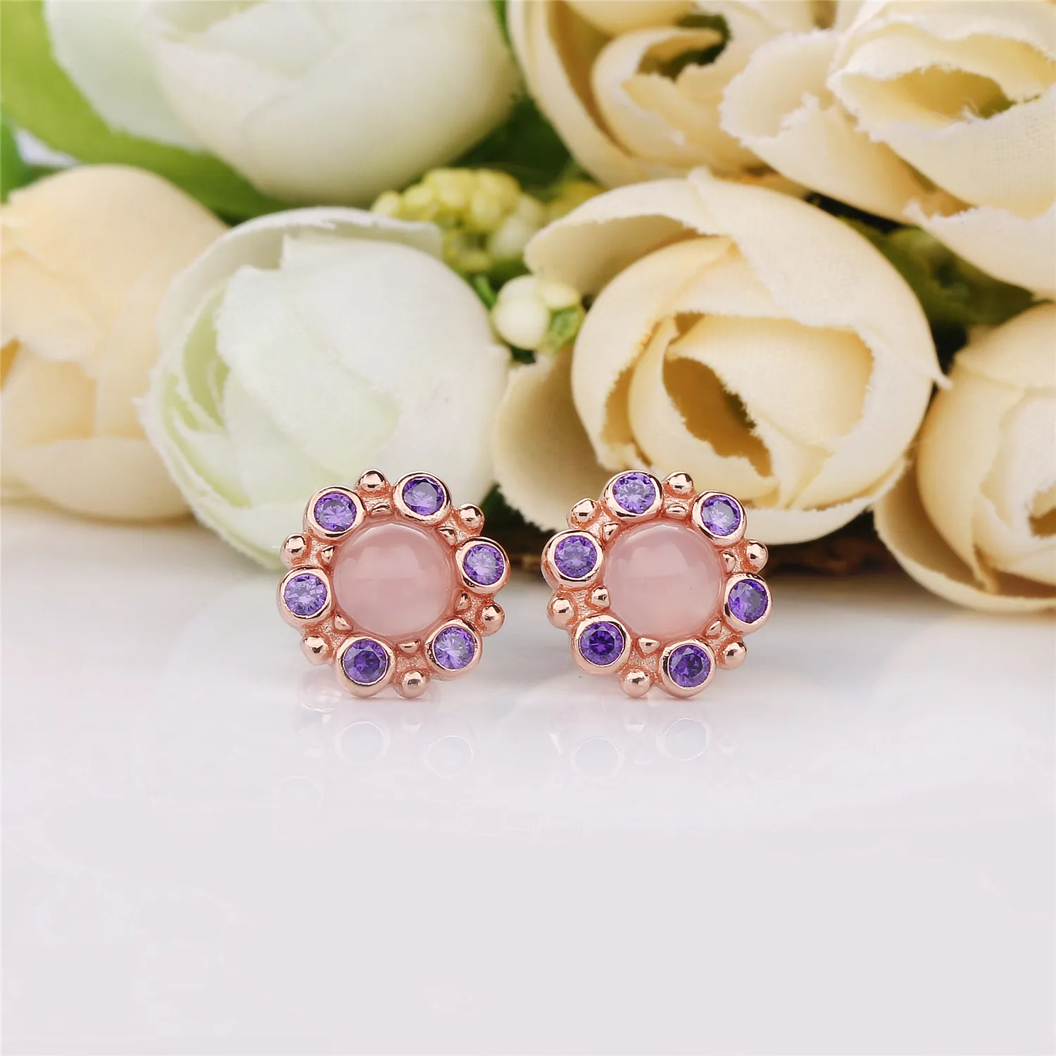 Heraldic Radiance Earrings, PANDORA Rose™ Pink & Purple Crystals - 287728NPM