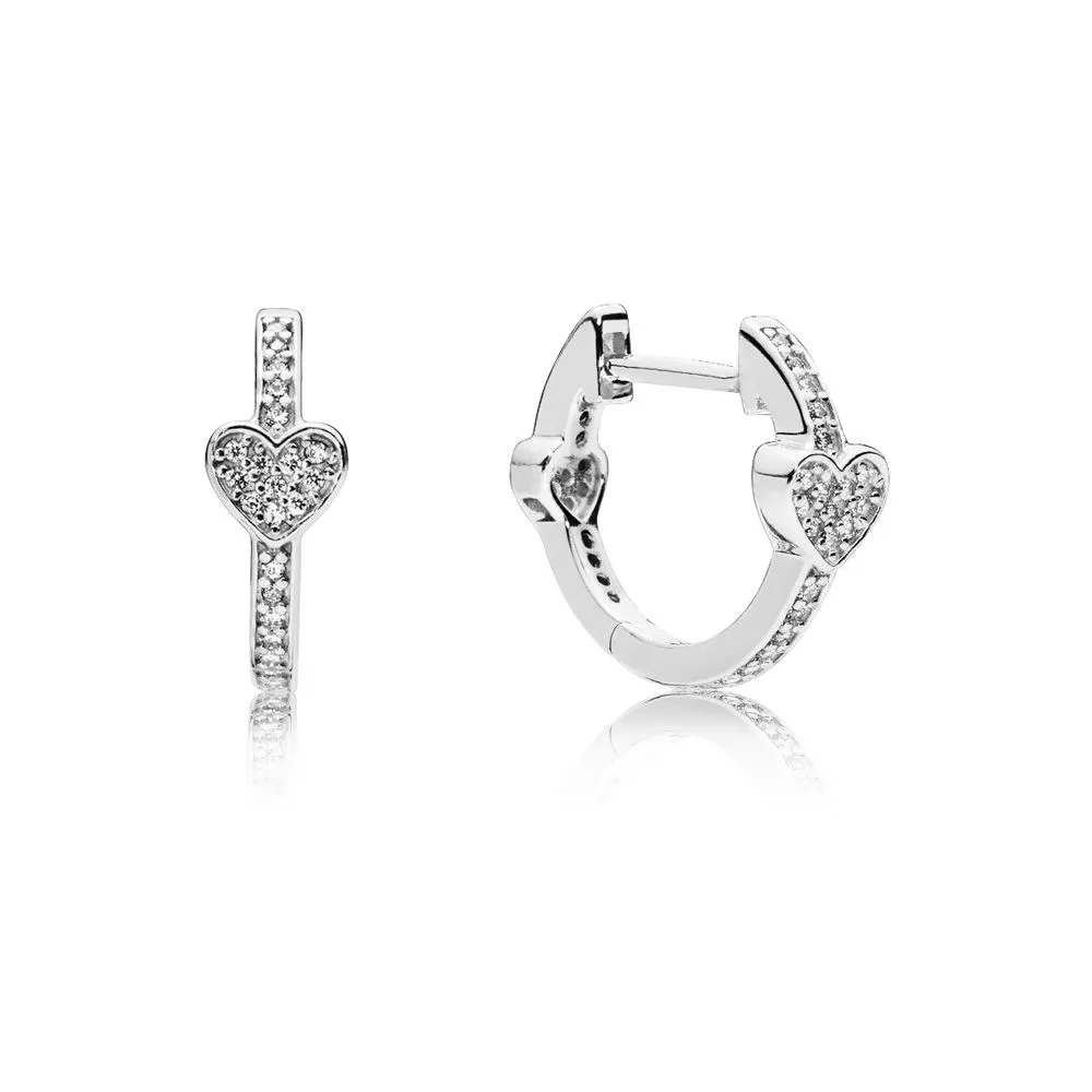 pandora alluring hearts hoop earrings clear cz 297290cz